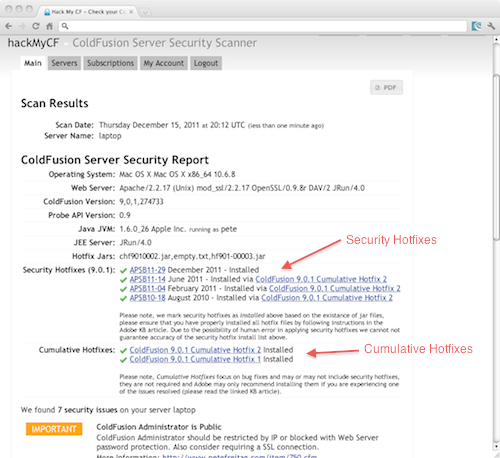HackMyCF Detailed ColdFusion security report