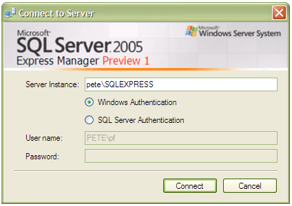 Notice the Server Intance express manager connect