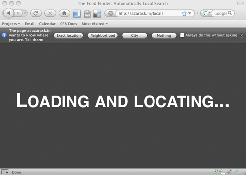 Screen shot of geode firefox plugin for location data