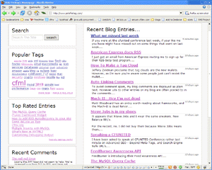 screen shot of my homepage