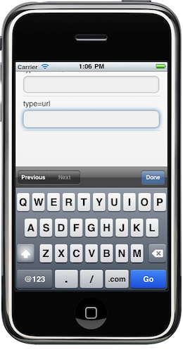 iPhone Screenshot of HTML5 input type url