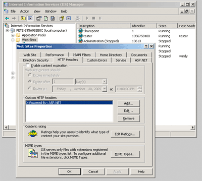 Screenshot of removing the X-Powered-By header