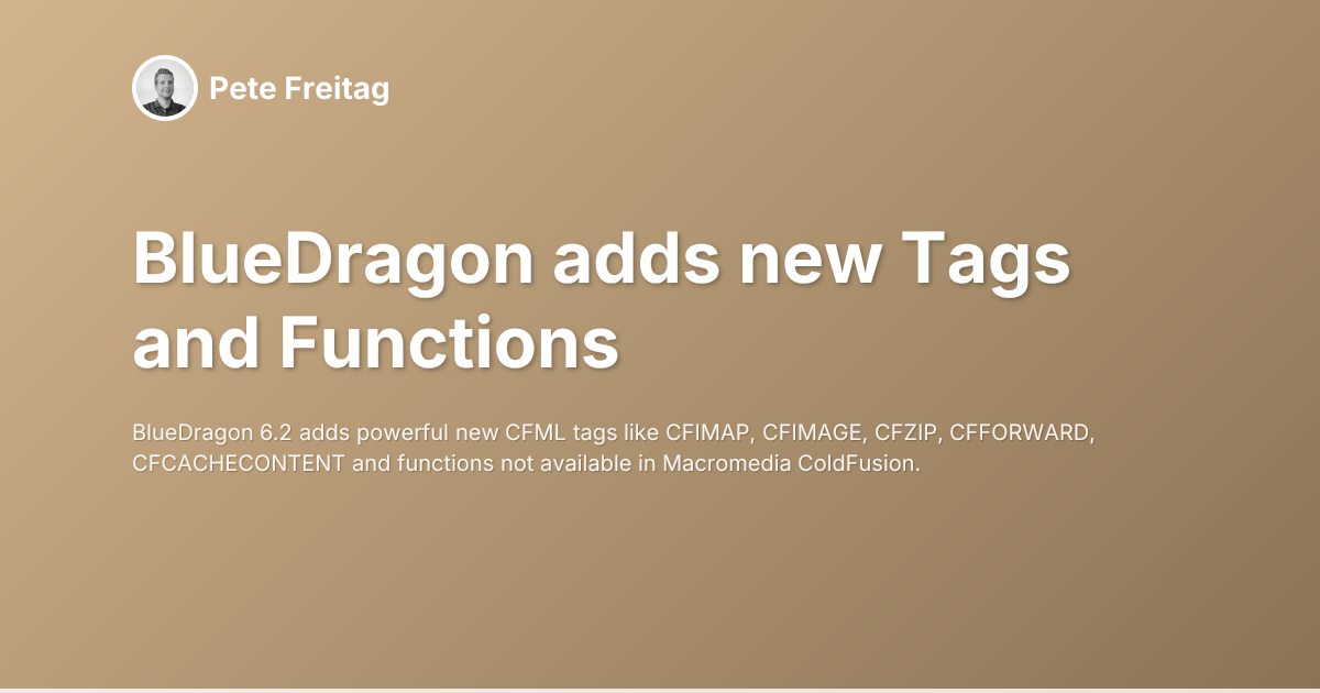 BlueDragon adds new Tags and Functions