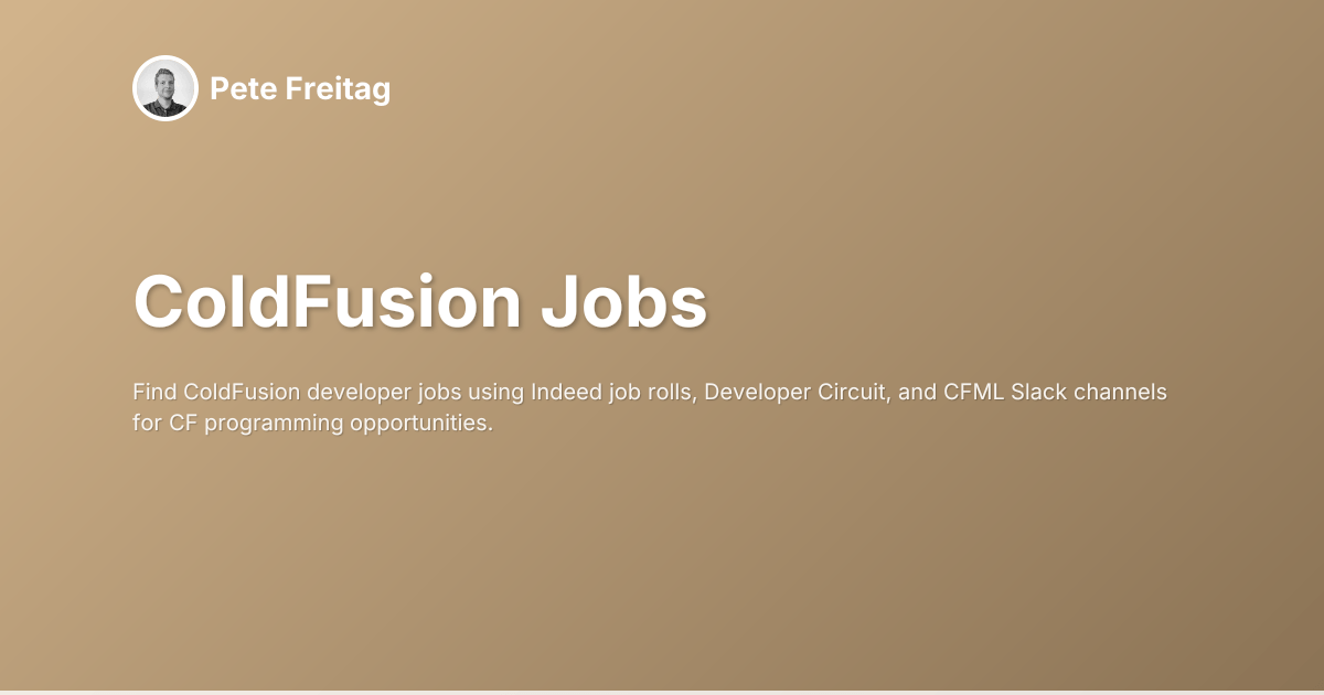 ColdFusion Jobs