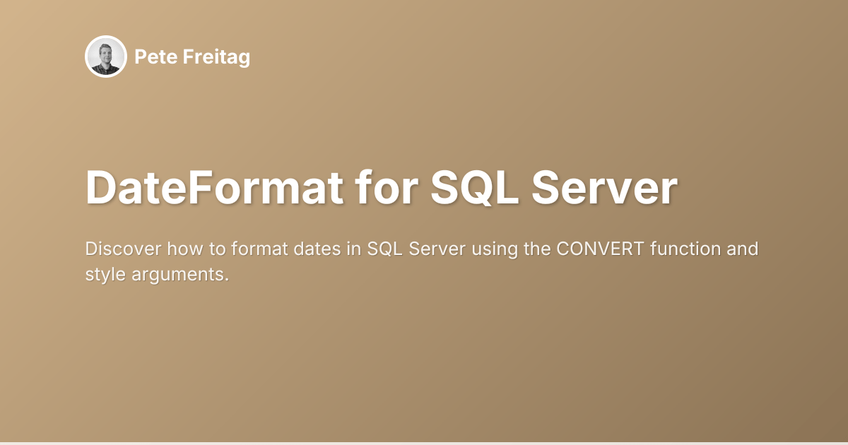 DateFormat for SQL Server