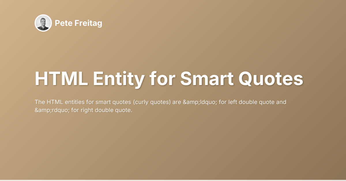 HTML Entity for Smart Quotes