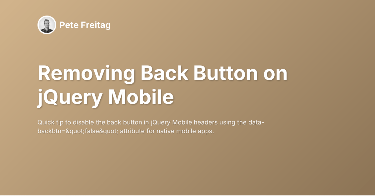 Removing Back Button on jQuery Mobile