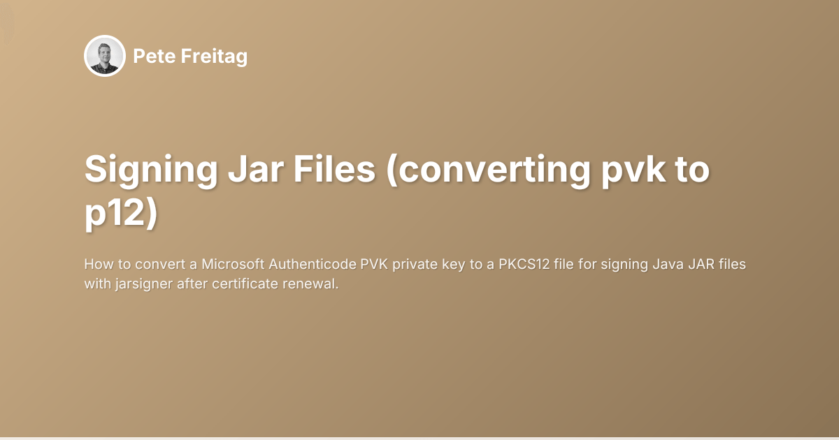 Open Pvk File Signing Jar Files (converting pvk to p12)