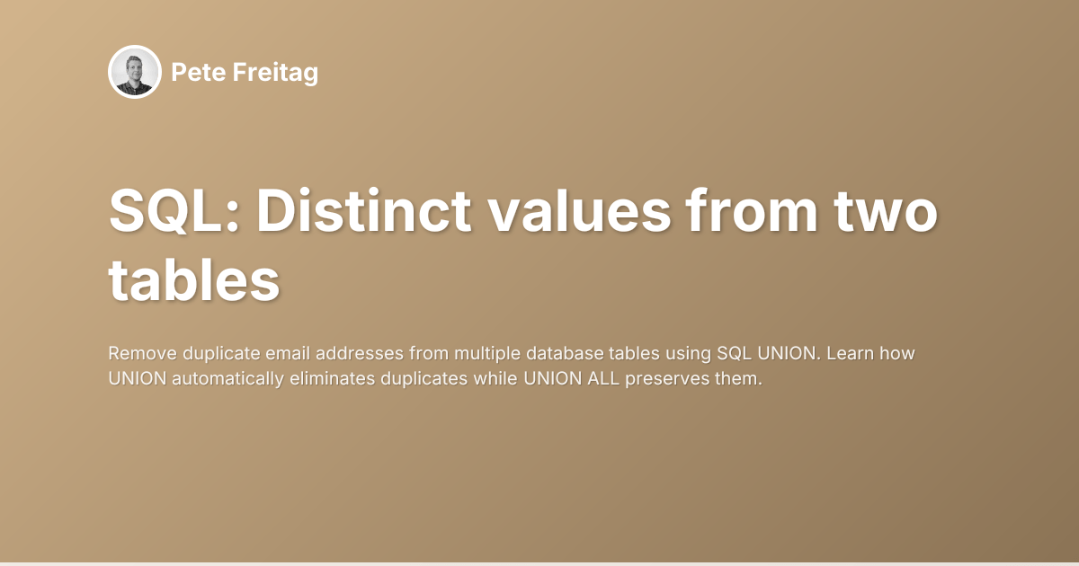 SQL: Distinct values from two tables