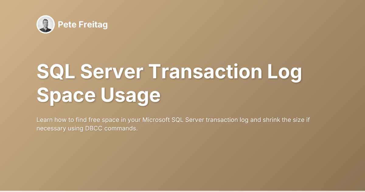 SQL Server Transaction Log Space Usage