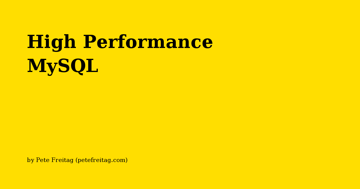 High Performance MySQL